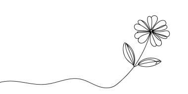 Çiçek aralıksız bir çizgi çiziyor. Vektör illüstrasyonu