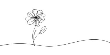 Çiçek aralıksız bir çizgi çiziyor. Vektör illüstrasyonu