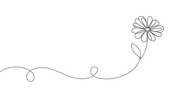 Çiçek aralıksız bir çizgi çiziyor. Vektör illüstrasyonu