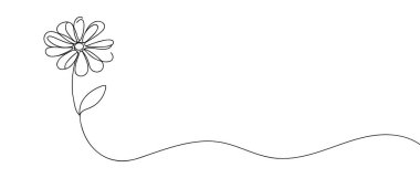 Çiçek aralıksız bir çizgi çiziyor. Vektör illüstrasyonu