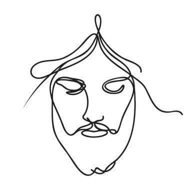 Hz. İsa tek bir çizgi çiziyor. Vektör illüstrasyonu.