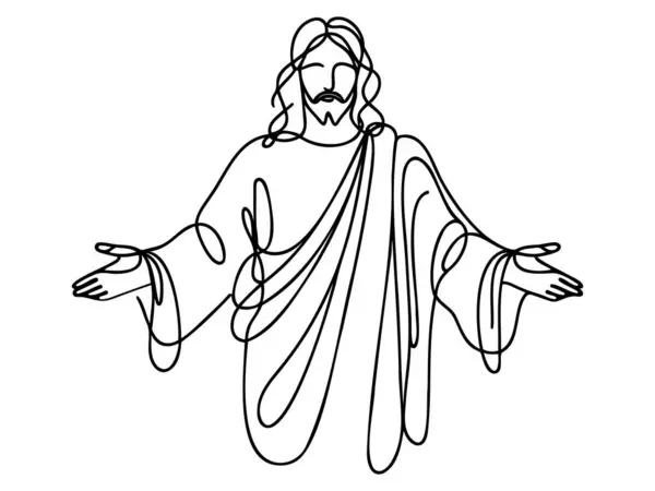 Hz. İsa tek bir çizgi çiziyor. Vektör illüstrasyonu.