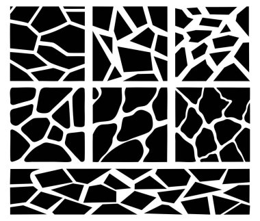 Farklı şekillerdeki şekillerin dokusu. Farklı şekillerde figür dokusuna sahip pankartlar. Soyut kalıp veya arkaplan