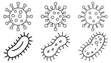Virüs, bakteri, süper böcek simgeleri ayarlandı