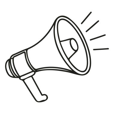 Megafonla tek çizgi halinde. Hoparlör durmaksızın açık kalsın. Satış, işe alım veya olay duyuru vektörü konsepti