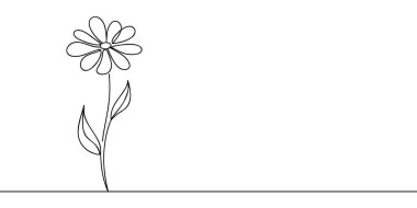 Çiçek sürekli bir çizgi olarak çizilir. Vektör illüstrasyonu