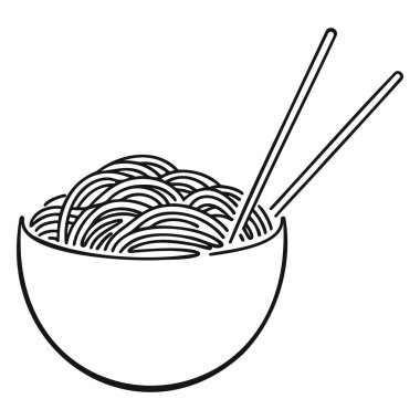 Lezzetli Japon Ramen Logosu ambleminin aralıksız çizimi. Fast food noodle şablon konsepti.