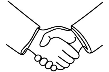 El sıkışma sürekli çizgi vektör çizimi. İş anlaşması vektör kavramı.