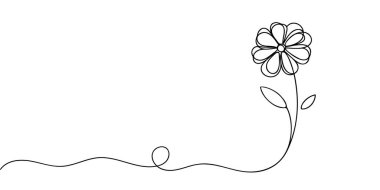 Çiçek sürekli bir çizgi olarak çizilir. Vektör illüstrasyonu