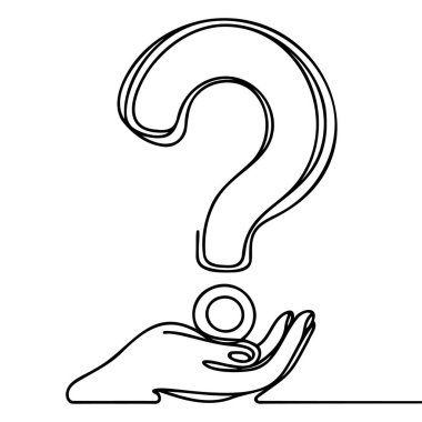 Question mark linear background. One continuous drawing of a question mark. Vector illustration.