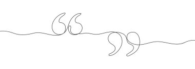 Devamlı çizgi çizim tarzında tırnak işareti. Bir tırnak işareti çizgisi. Vektör çizimi. Soyut arkaplan.