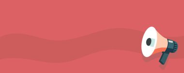 Duyuru, reklam, promosyon ve büyük indirim için megafon hoparlörü. Perakende alışverişi için vektör illüstrasyon çevrimiçi pazarlama şablonu, afiş, poster ve arka plan. Megafonlu poster.