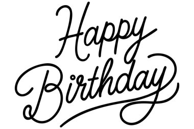 Doğum günün kutlu olsun tipografi tasarım vektörü. Güzel tebrik kartı, kaligrafi siyah mesaj ile çizilmiş. El yazısı modern fırça harfleri beyaz arkaplan izole vektörü