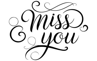 Seni özledim, el yazısı, poster tasarımı, kaligrafi vektör çizimi..