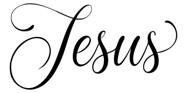 İsa - Beyaz bir arka planda el yazısıyla yazılmış yazı. Vektör illüstrasyonu.