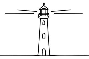 Sürekli deniz feneri kulesi çizimi. Vektör illüstrasyonu.