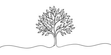 Sonbahar ağaç hattı sanatı. Sonbahar temalı vektör illüstrasyonu