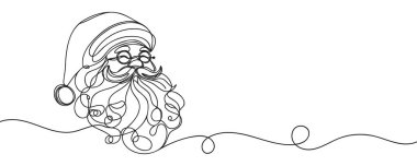 Noel Baba suratı. Noel Baba 'nın aralıksız portresi. Bir çizgi Siyah Beyaz Noel Baba 'nın resmini çiziyor. Mutlu yıllar..