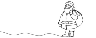 Bir torba hediyeli Noel Baba. Farklı amaçlar için mutlu yıllar ve mutlu noeller. Vektör