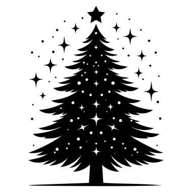 Noel veya Çam ağacı silueti vektör çizimi.