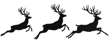 Ren geyiği vektör sanatının siyah siluetleri