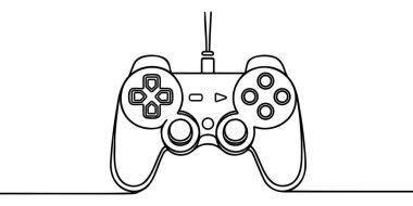 Oyun denetleyicisi sürekli bir çizgi çizimi vektör çizimi.