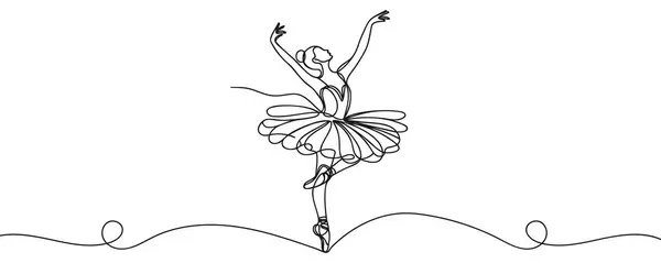 Stock vector Woman ballet dancer continuous one line drawing.