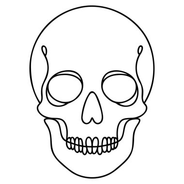 Kafatası İllüstrasyon Siyah ve Beyaz Vektör.