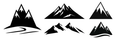 Logo Dağ Vektörünü Beyaz arkaplanda Ayarla.