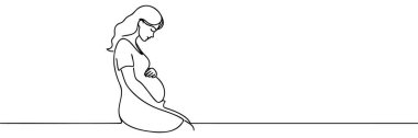 Hamile Kadın Çizgisi Devam Ediyor. Hamile Kadın 'ın Tek Çizgisi. Mutlu Anne Minimalist Katılım.