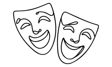Tiyatro mizahı gülümseme maskesi Bir satır aralıksız sanat.
