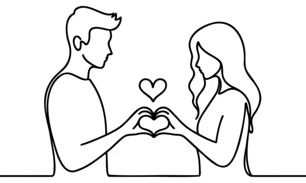 Erkek ve kız ellerinin birarada olduğunu gösterir. Tek bir çizgi devam eder..