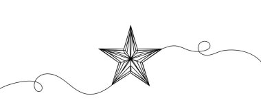 Noel yıldızı izole edilmiş ana hatları ve yıldız vektör simgesini çizmeye devam ediyor.