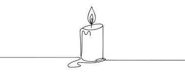 Sürekli yanan bir mum çizgisi. Siyah çizgi basit minimalist grafik izole vektör çizimi