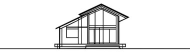 Modern ev mimarisinin aralıksız çizimleri. Düz çatı evi ya da tek satır vektör illüstrasyonunda ticari bina