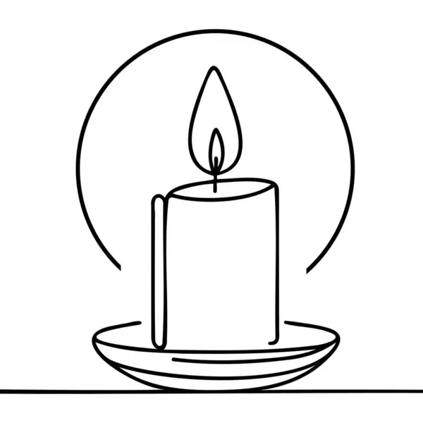 Sürekli yanan bir mum çizgisi. Siyah çizgi basit minimalist grafik izole vektör çizimi