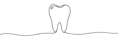 Sürekli bir diş çizgisi. Tek çizgi çizimi tasarım vektör çizimi.