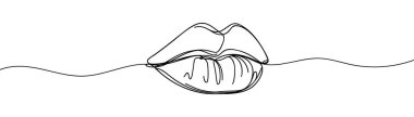 Sürekli bir kadın dudağı çizimi.