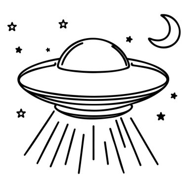 Uçan daire simgesi. Web tasarımı, logo için vektör doğrusal işareti. Sembol illüstrasyonu