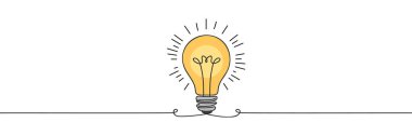 Sürekli bir çizgi çizerek ampul lambası vektör illüstrasyon minimalizm fikri.