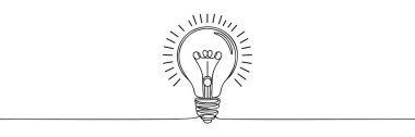 Sürekli bir çizgi çizerek ampul lambası vektör illüstrasyon minimalizm fikri.
