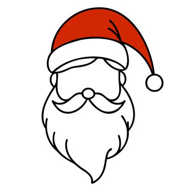 Noel Baba mutlu bir şekilde gülümsüyor. Devamlı çizgi çizimi ya da bir çizgi devamlılık vektörü çizimi..