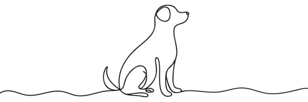 köpek çizimi tek bir çizgi halinde, izole edilmiş, vektör.