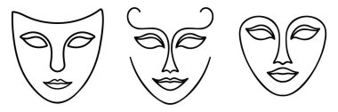 Theater masks line drawn illustration. clipart