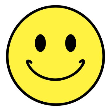 Beyaz arkaplanda yüksek kalite ifade vektör illüstrasyonu. Emoji gülümsüyor. Sarı yüz, gözlerle gülümsüyor. emoji yazdır.