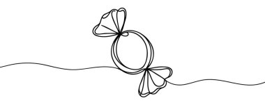 Sürekli çizilen bir çizimde şeker. Tatlılar ve tatlı temaları için minimalist tasarım. Kutlamalar ve ikramlar için basitleştirilmiş el çizimi illüstrasyon