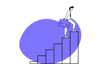 İş adamı kavramı kariyer kavramının basamaklarını tırmanır..