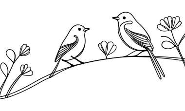 Daldaki kuş. Sürekli tek bir çizgi çiziyor.