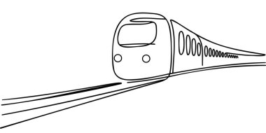 Tren ikon hattı sürekli çizim vektörü. Bir çizgi seyahat ikonu vektör arkaplanı. Eğitim ve iğne ikonu. Bir demiryolu ikonunun sürekli ana hatları