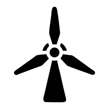 Eko serbest rüzgar türbini logosu simgesi. Web tasarımı için Eko serbest rüzgar türbini vektör simgesinin düz çizimi.